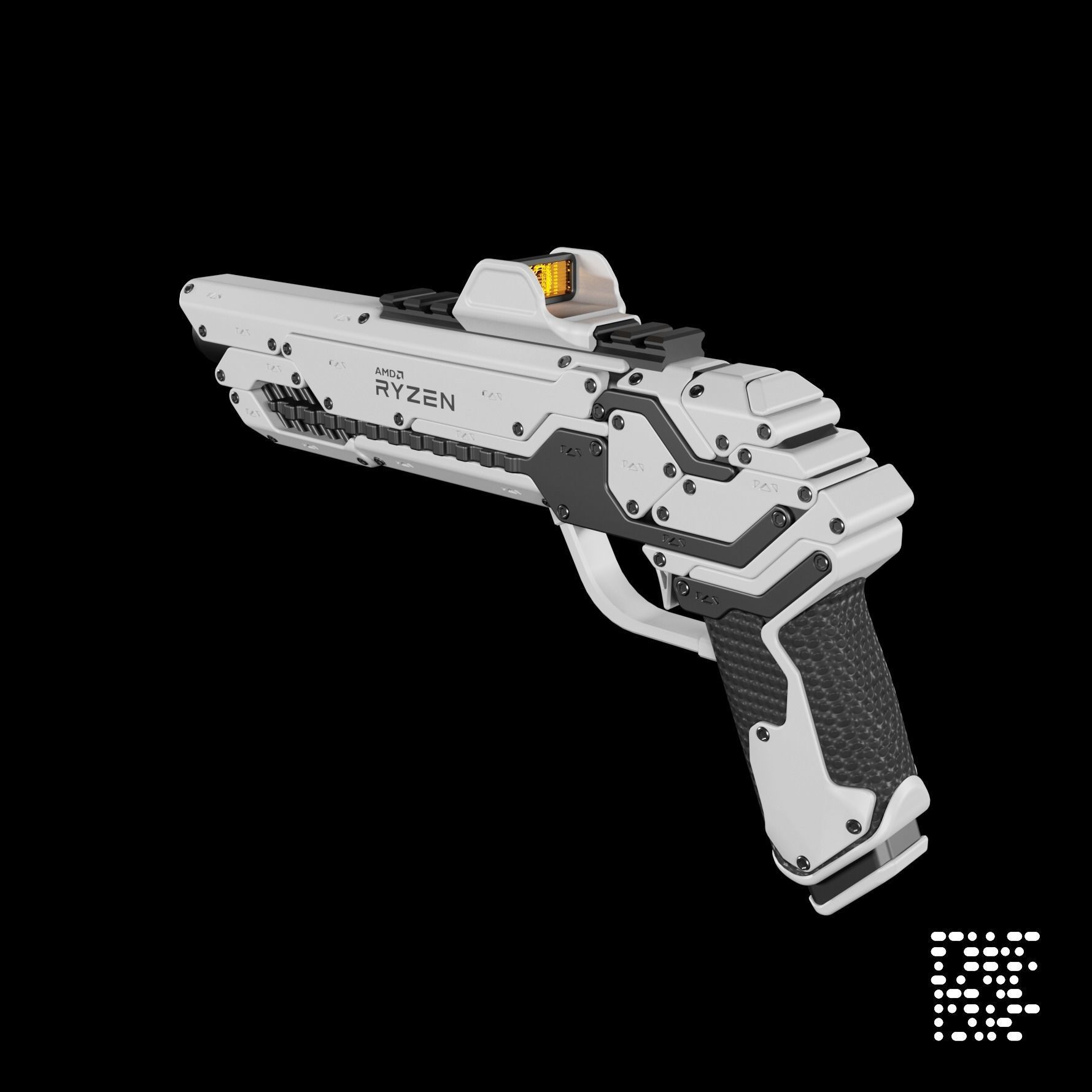 Sci-fi concept Pistol Free 3D model_1