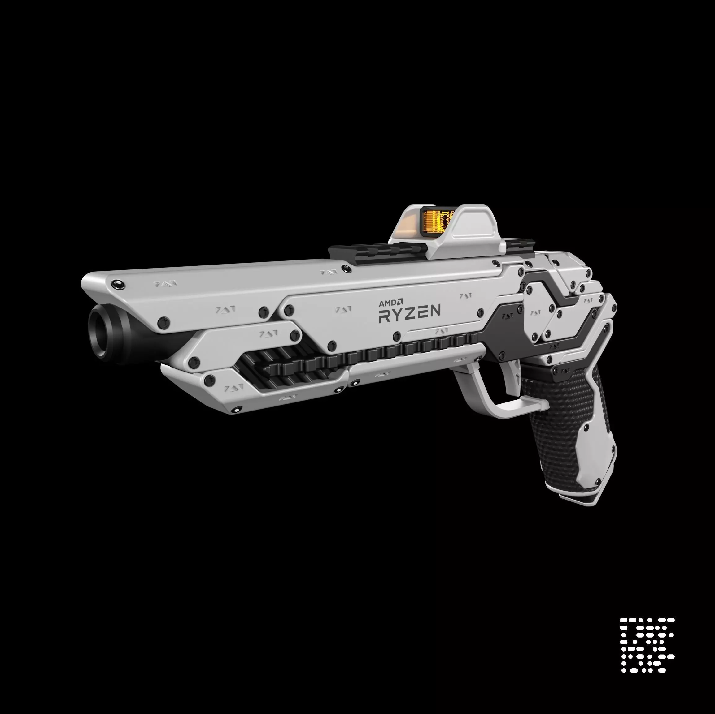 Sci-fi concept Pistol Free 3D model_0