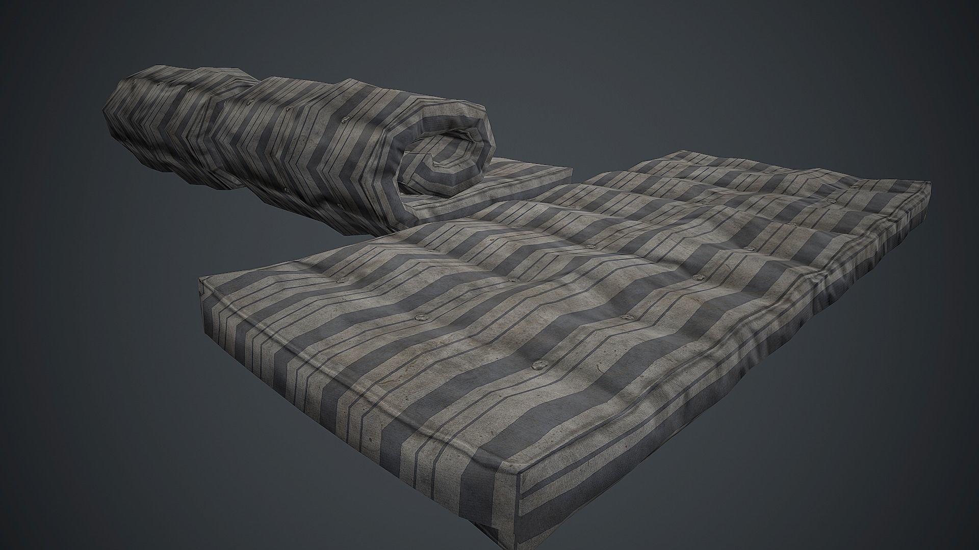 Old USSR Mattress PBR Game Ready Low-poly 3D model_10