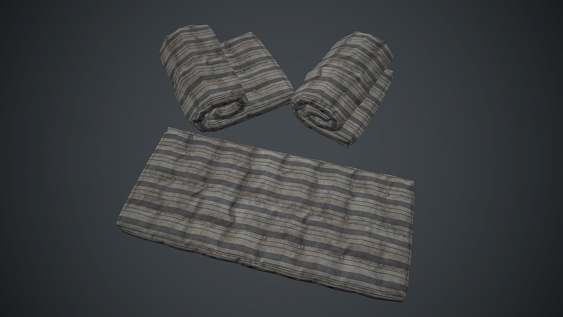Old USSR Mattress PBR Game Ready Low-poly 3D model_2