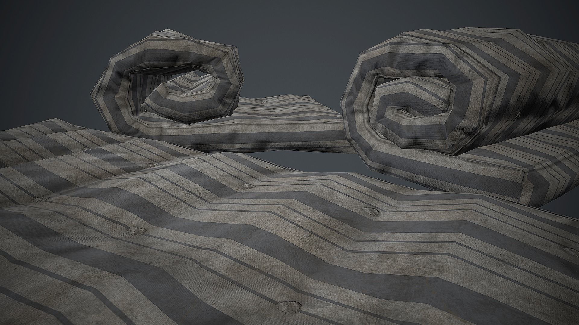 Old USSR Mattress PBR Game Ready Low-poly 3D model_4