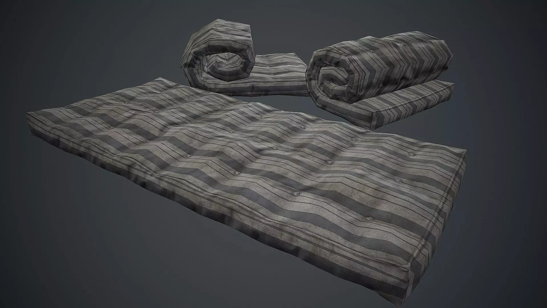 Old USSR Mattress PBR Game Ready Low-poly 3D model_0