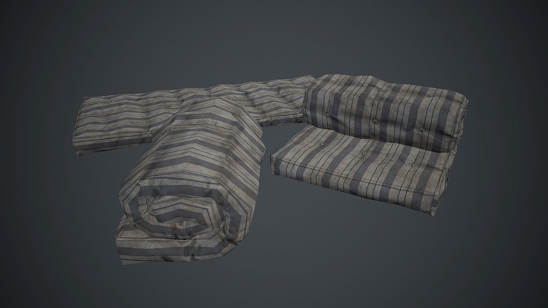 Old USSR Mattress PBR Game Ready Low-poly 3D model_1