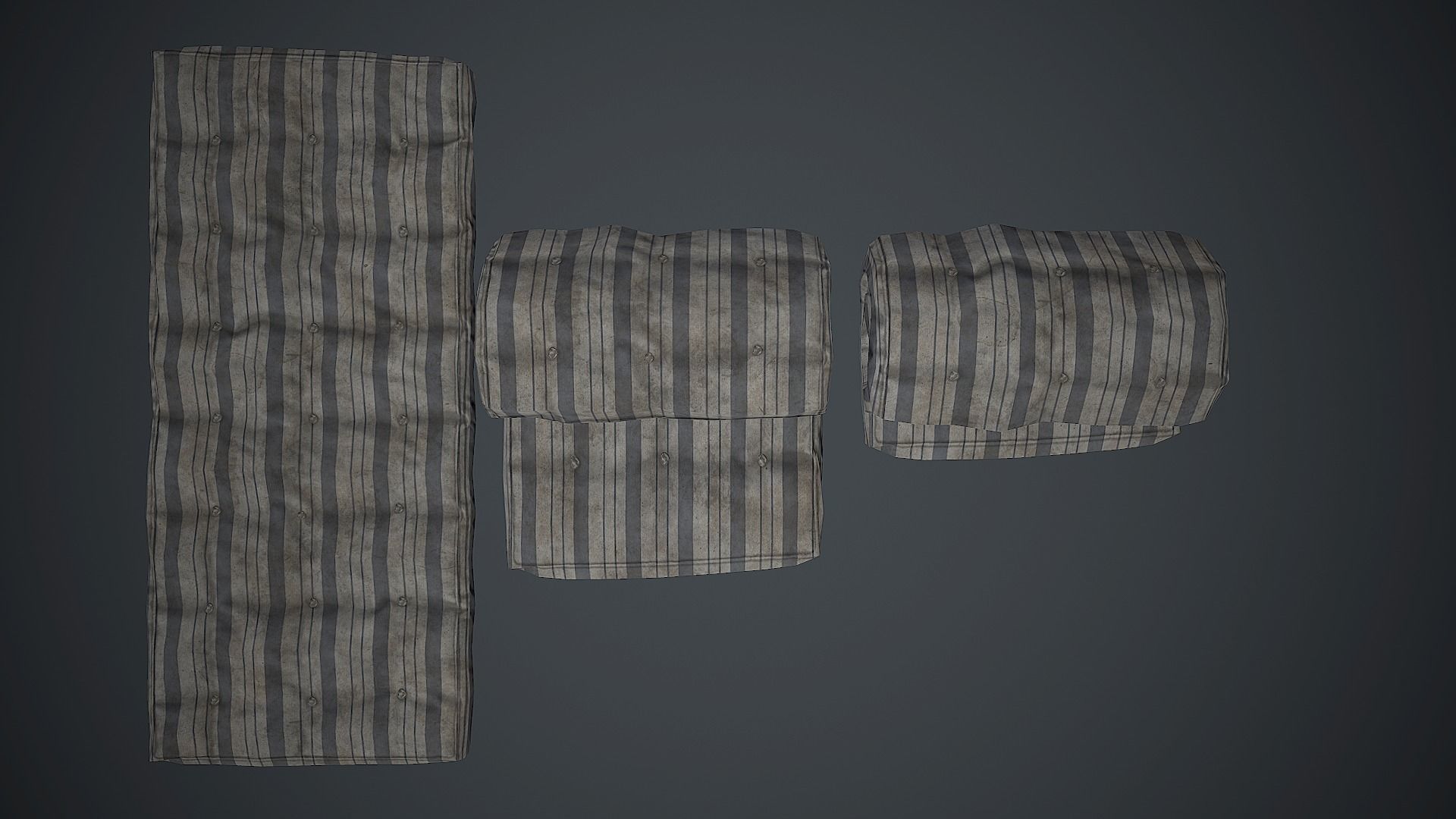 Old USSR Mattress PBR Game Ready Low-poly 3D model_8
