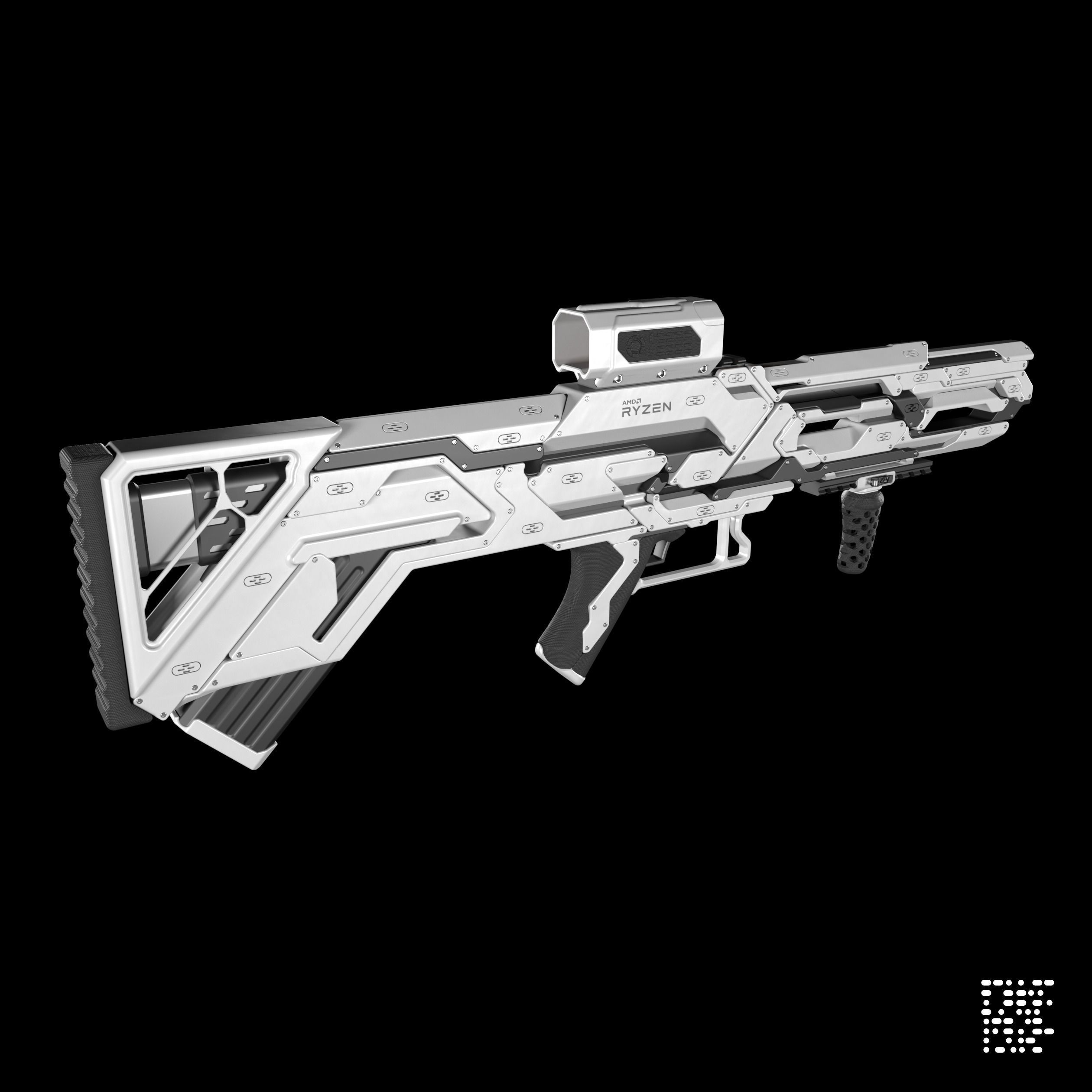 Sci-fi concept Rifle Free 3D model_1