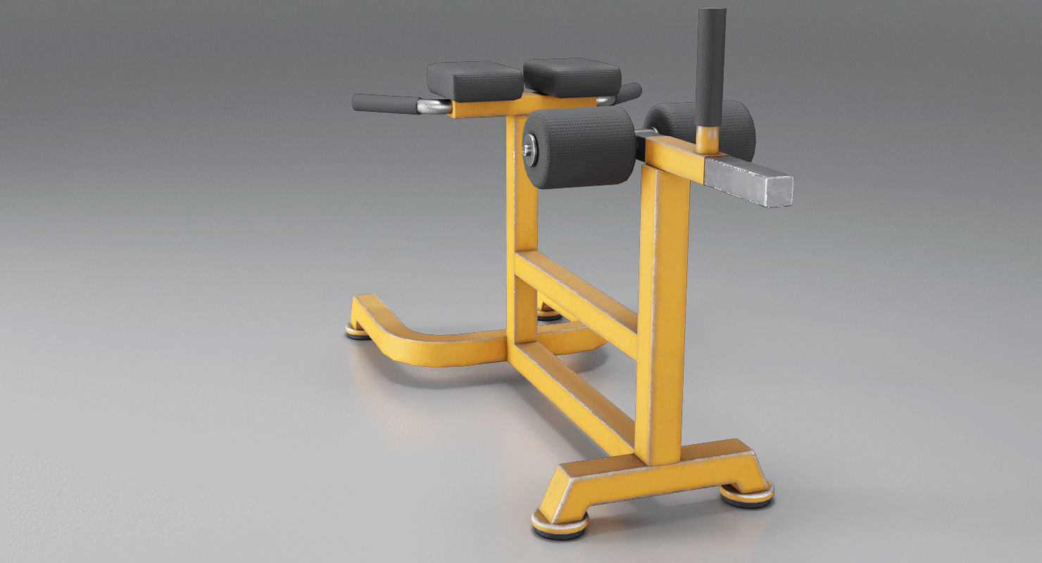 Hyperextension biceps curl machine Low-poly 3D model_4