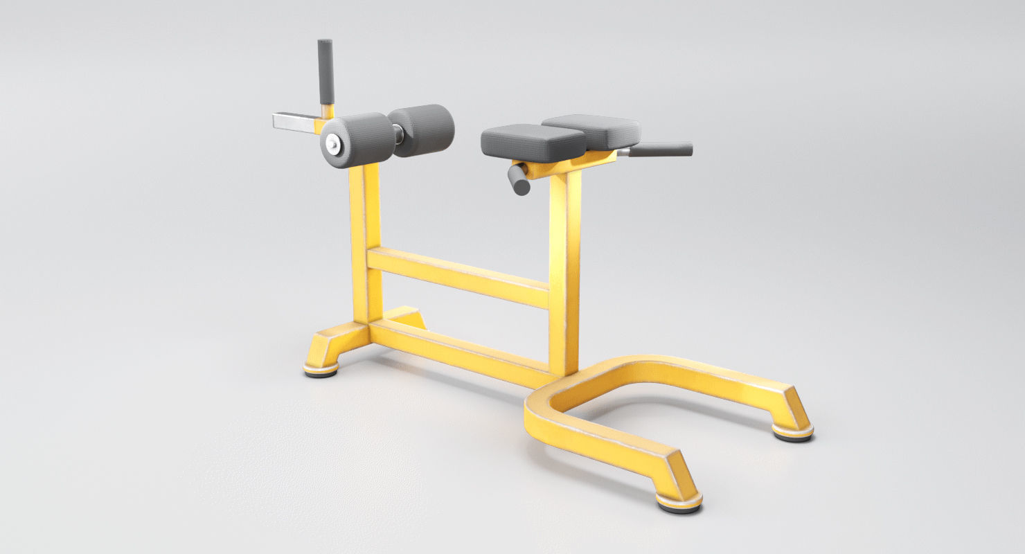 Hyperextension biceps curl machine Low-poly 3D model_3