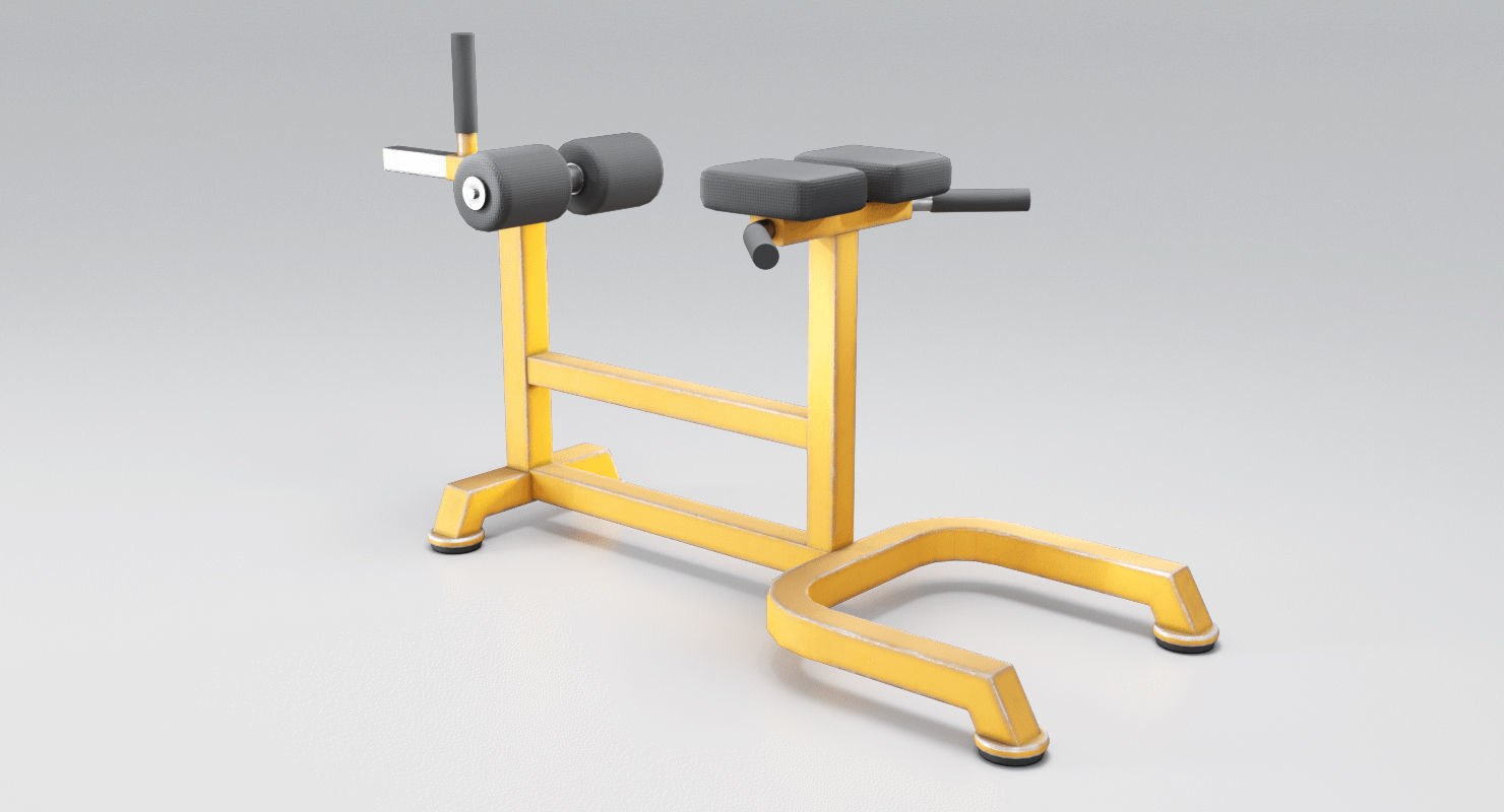 Hyperextension biceps curl machine Low-poly 3D model_2