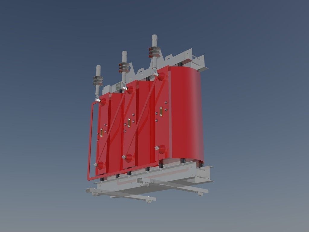 Cast-Resin Transformer 100 kVA - 2004 kV Free 3D model_0