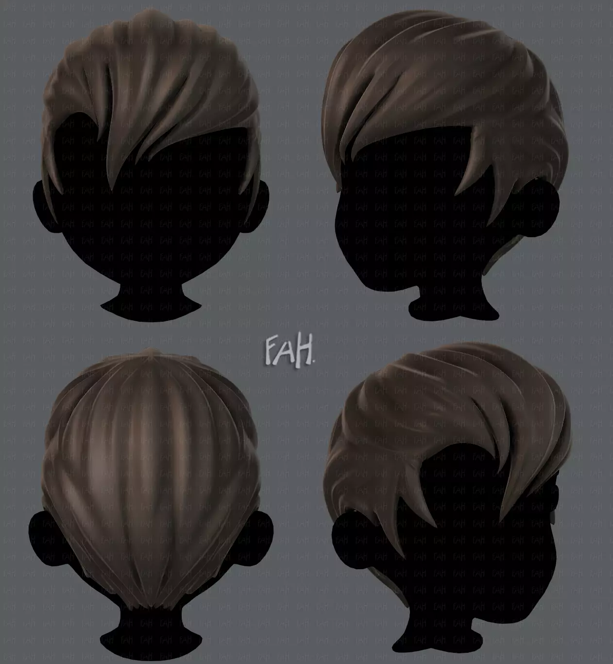 3D Hair style for boy V10 Low-poly 3D model_0