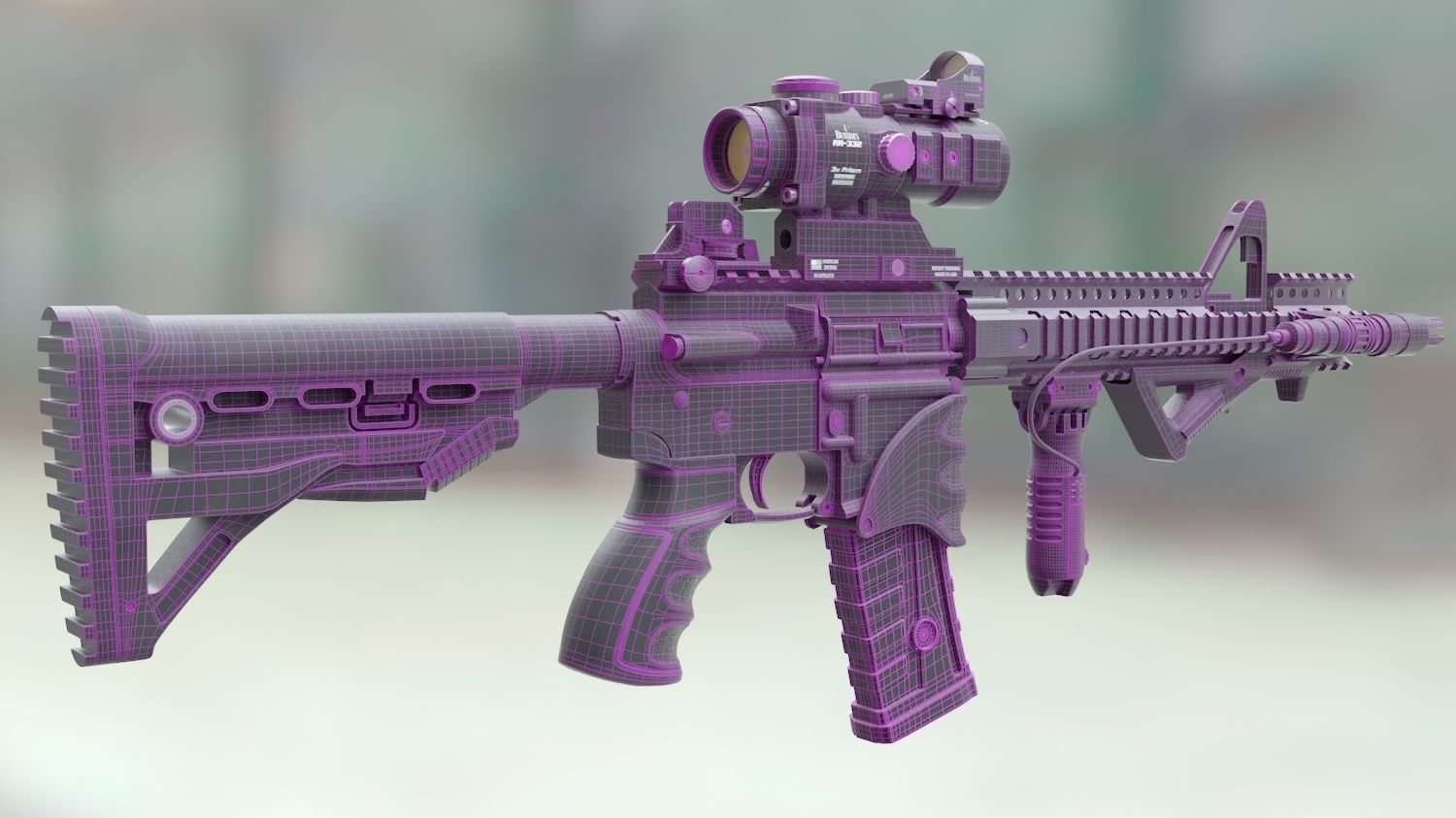 ar-15 ar - rifle with scope 3D model_7