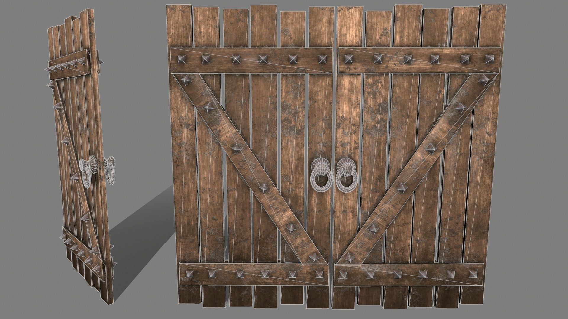 Medieval Door  Low-poly 3D model_1