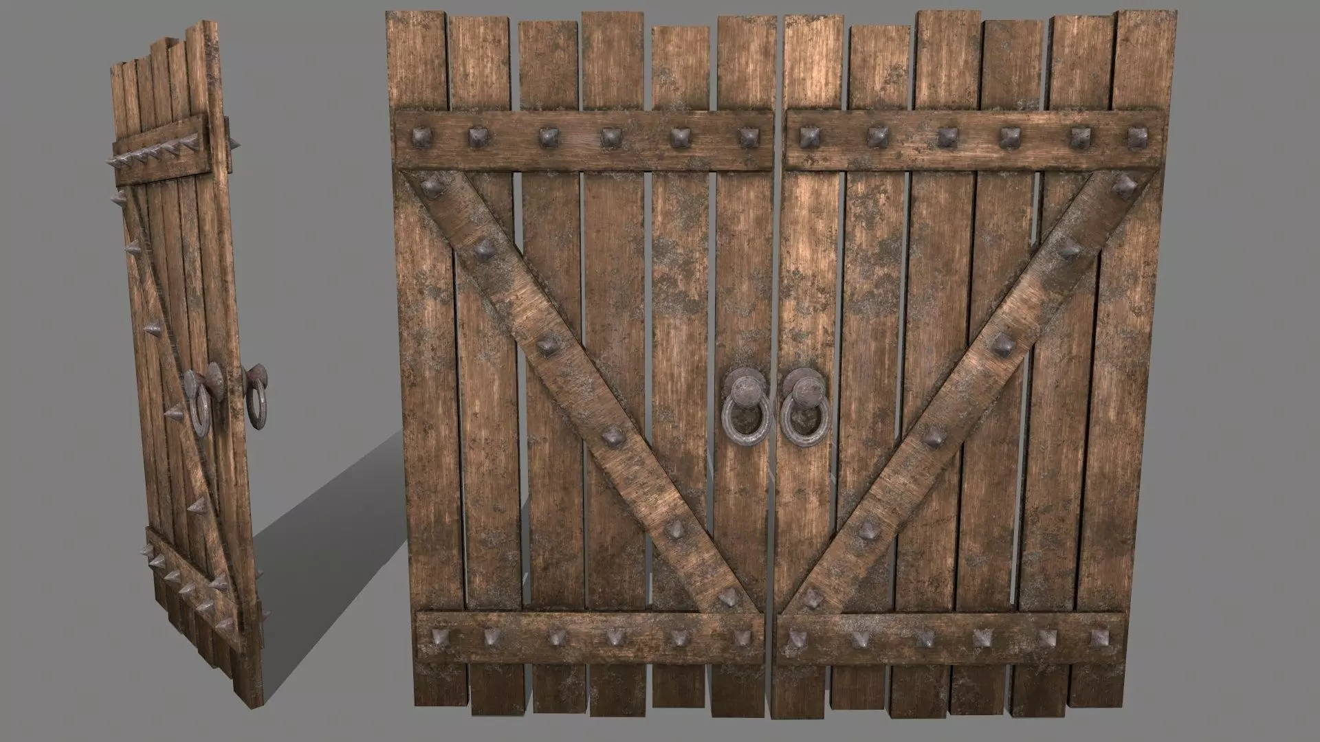 Medieval Door  Low-poly 3D model_0