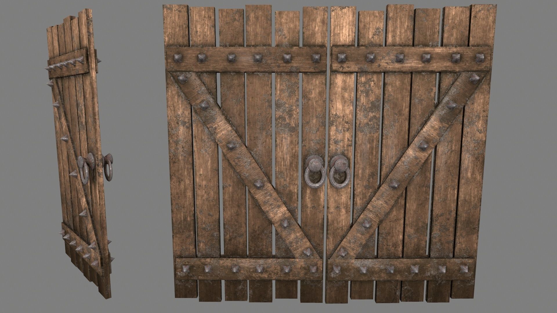 Medieval Door  Low-poly 3D model_2
