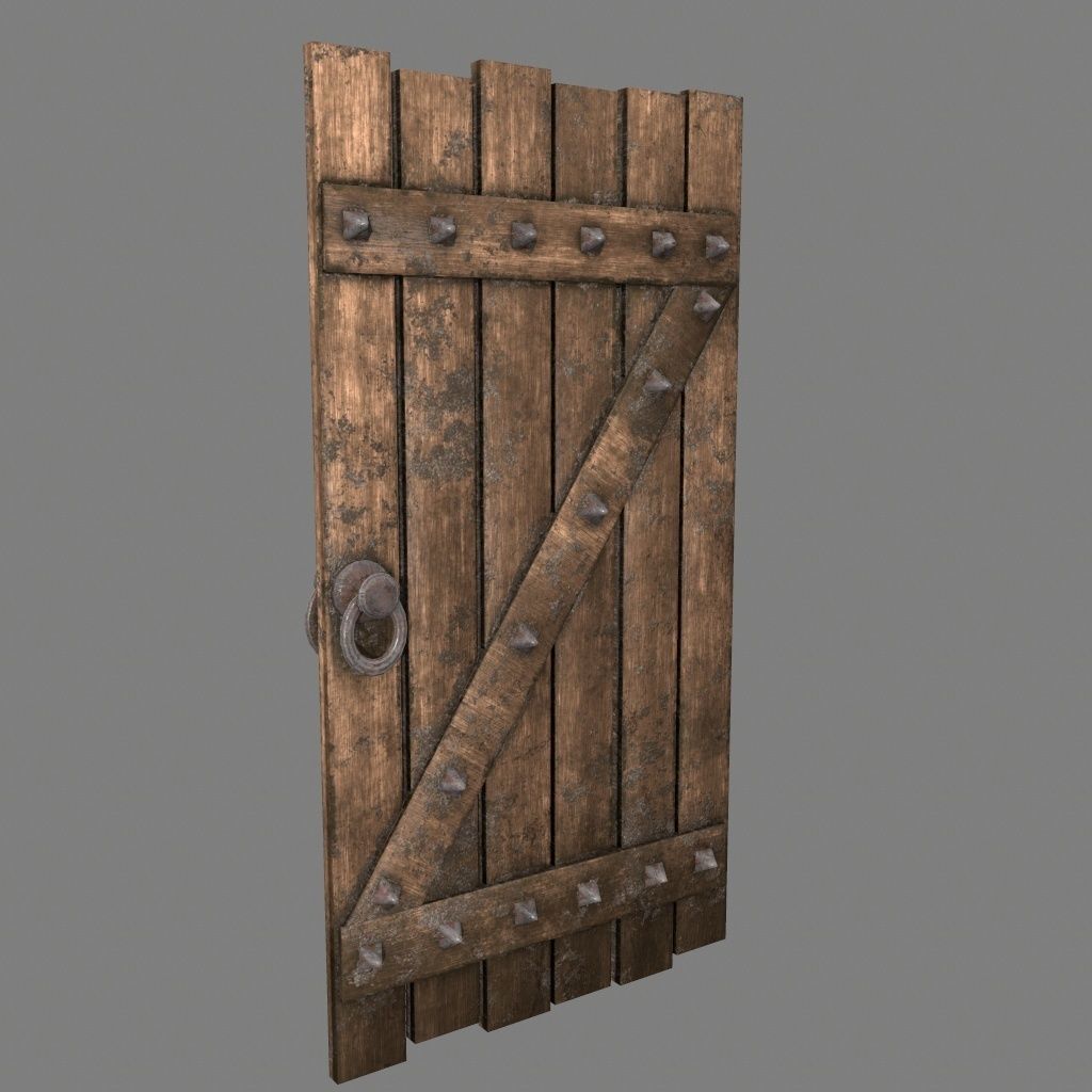 Medieval Door  Low-poly 3D model_4