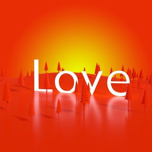 Love trees sunrise Low-poly 3D model