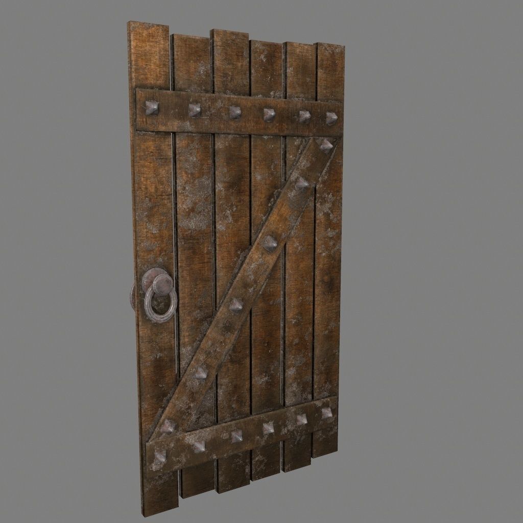 Medieval Door Low-poly 3D model_4