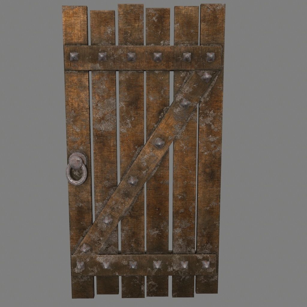 Medieval Door Low-poly 3D model_3