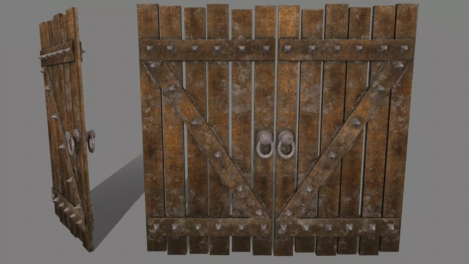 Medieval Door Low-poly 3D model_0
