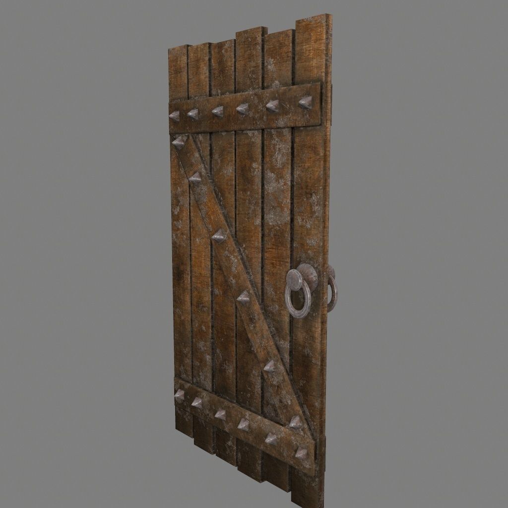 Medieval Door Low-poly 3D model_7