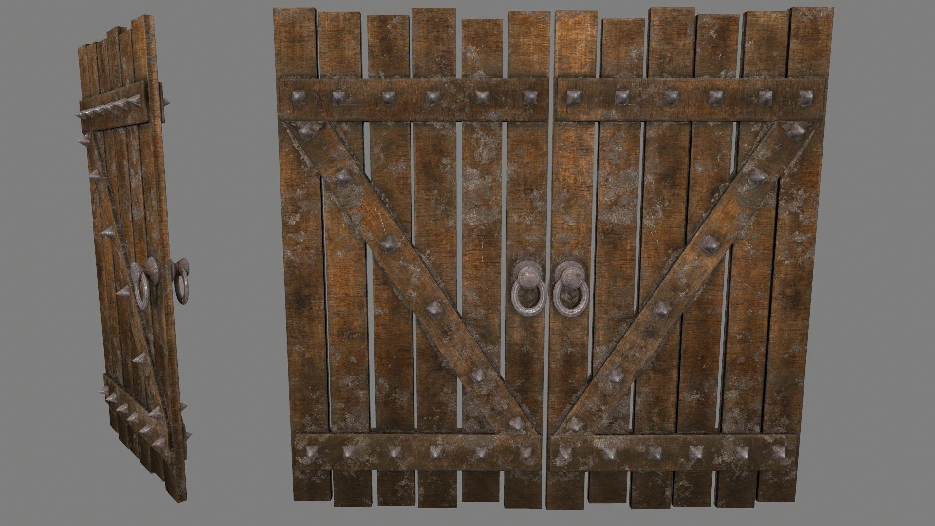 Medieval Door Low-poly 3D model_2