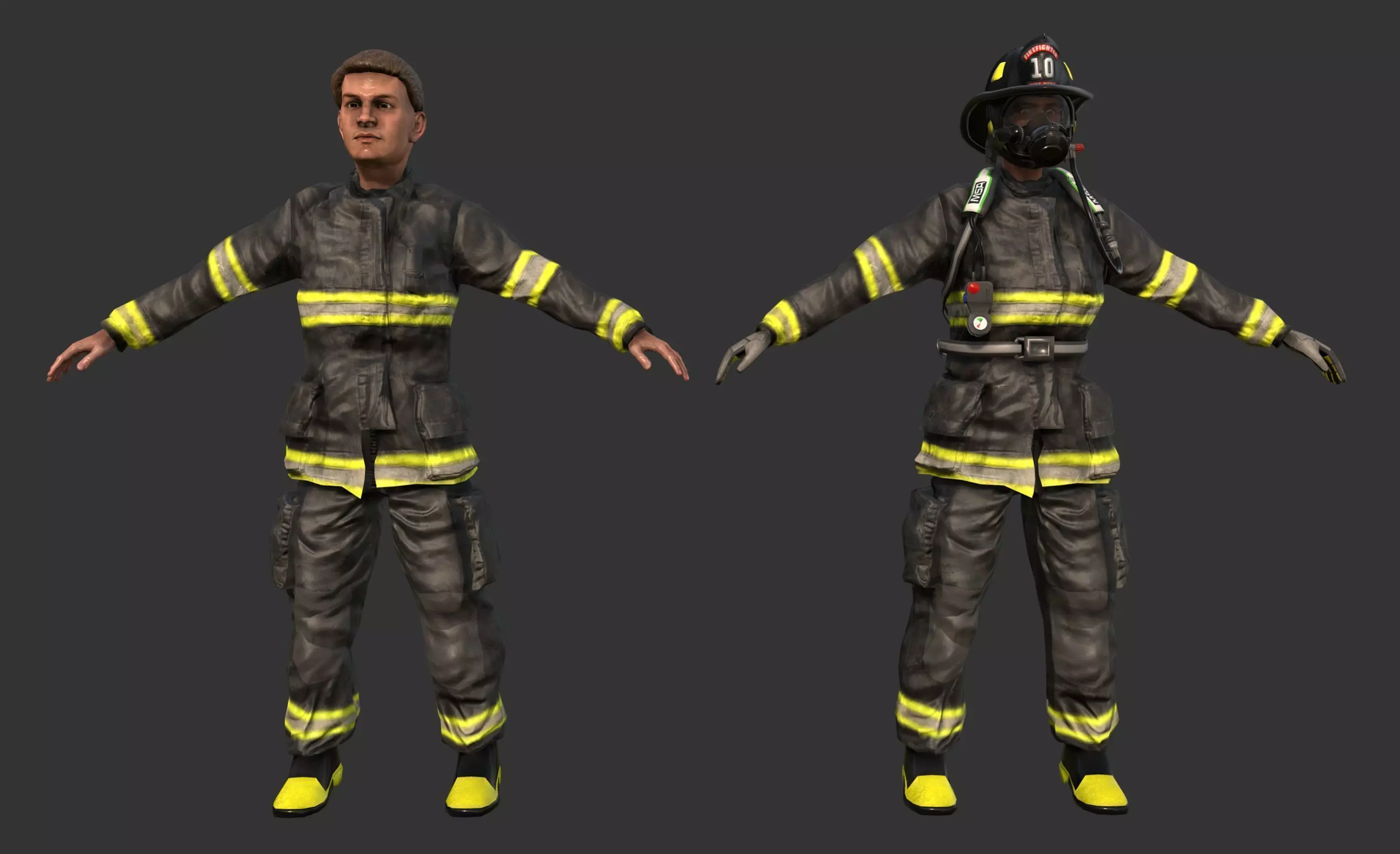 Firefighter Fireman Helmet Game Ready Low-poly 3D model