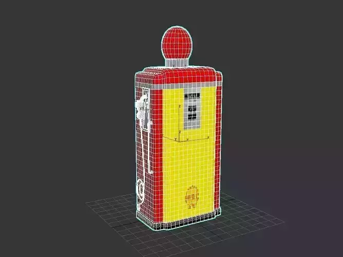 shell petrol pump 1955 3D model