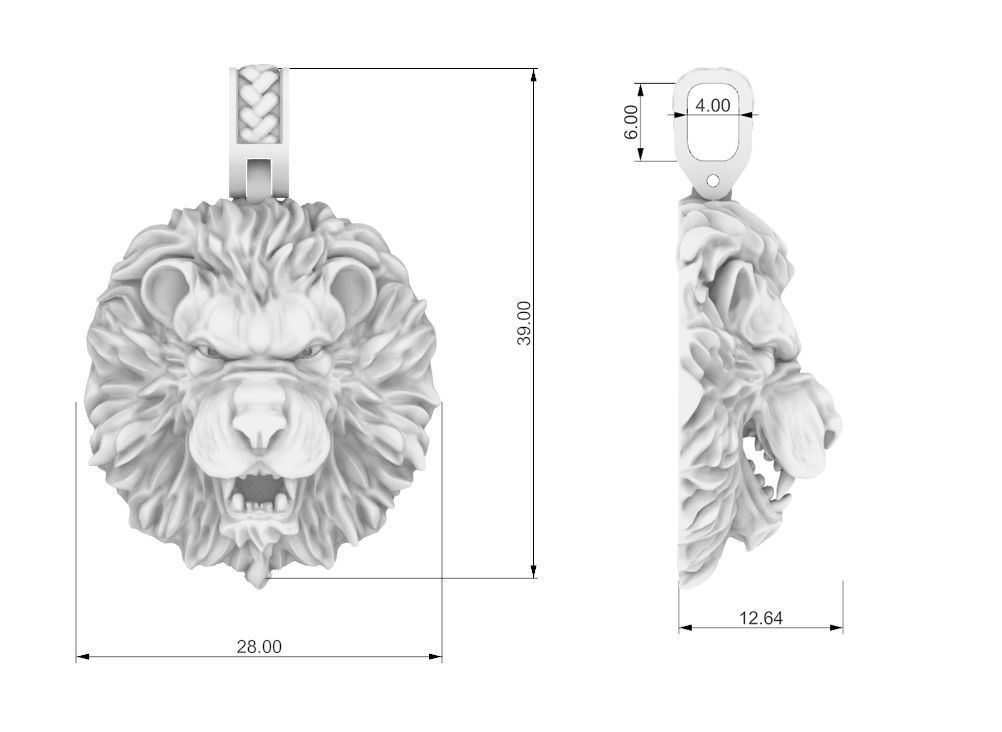 Lion  head pendant 3D print model_8