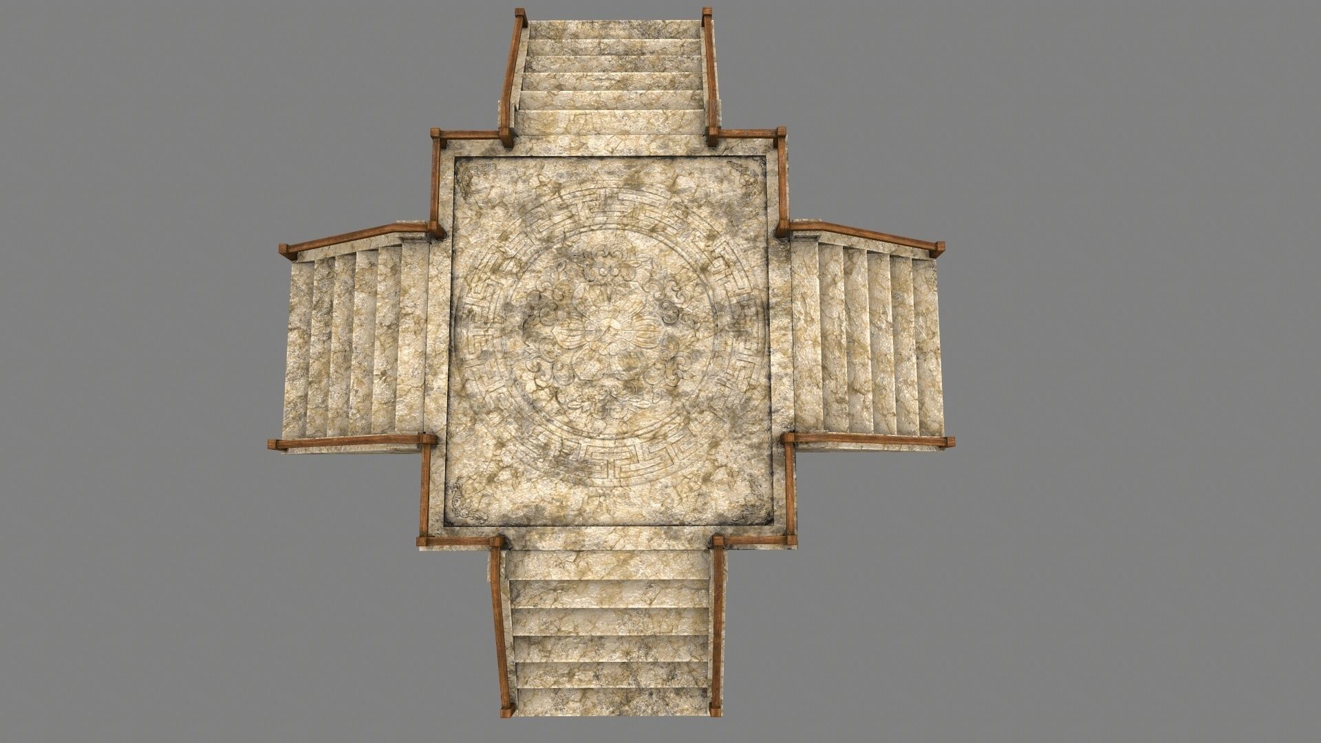 Stairs stone staircase with metal railings Low-poly 3D model_8