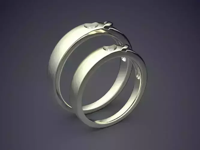Simple Minimalistic Deatiled Silver Wedding Rings