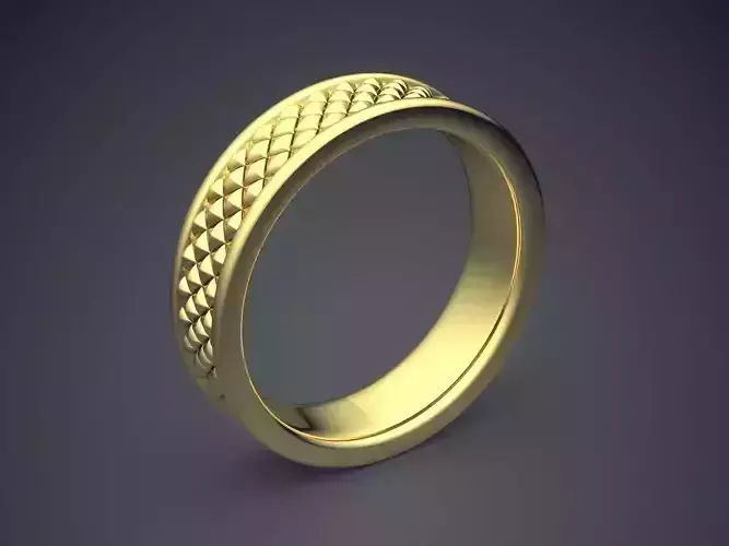 Classic Golden Engagement Ring With Carving and Texturing 3D print model