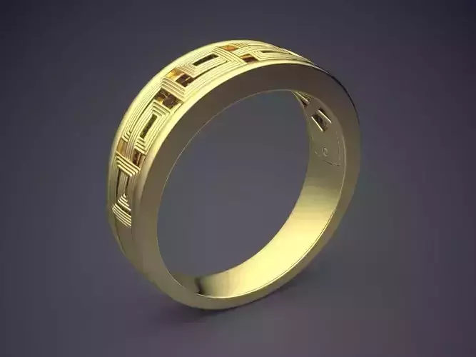 Carved Golden Engagement Ring 