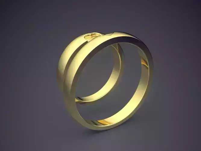 Cute Golden Wedding Rings with Heart Sign 