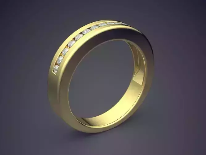 Classic Golden Engagement Ring With Carving and Diamond Details