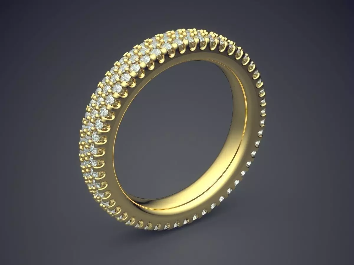 Beautiful Luxurious Golden Diamond-Ring for Engagement 3D print model_0
