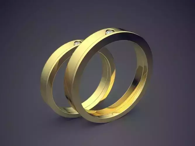 Simple Golden Wedding Ring With Minimal Design and Gems
