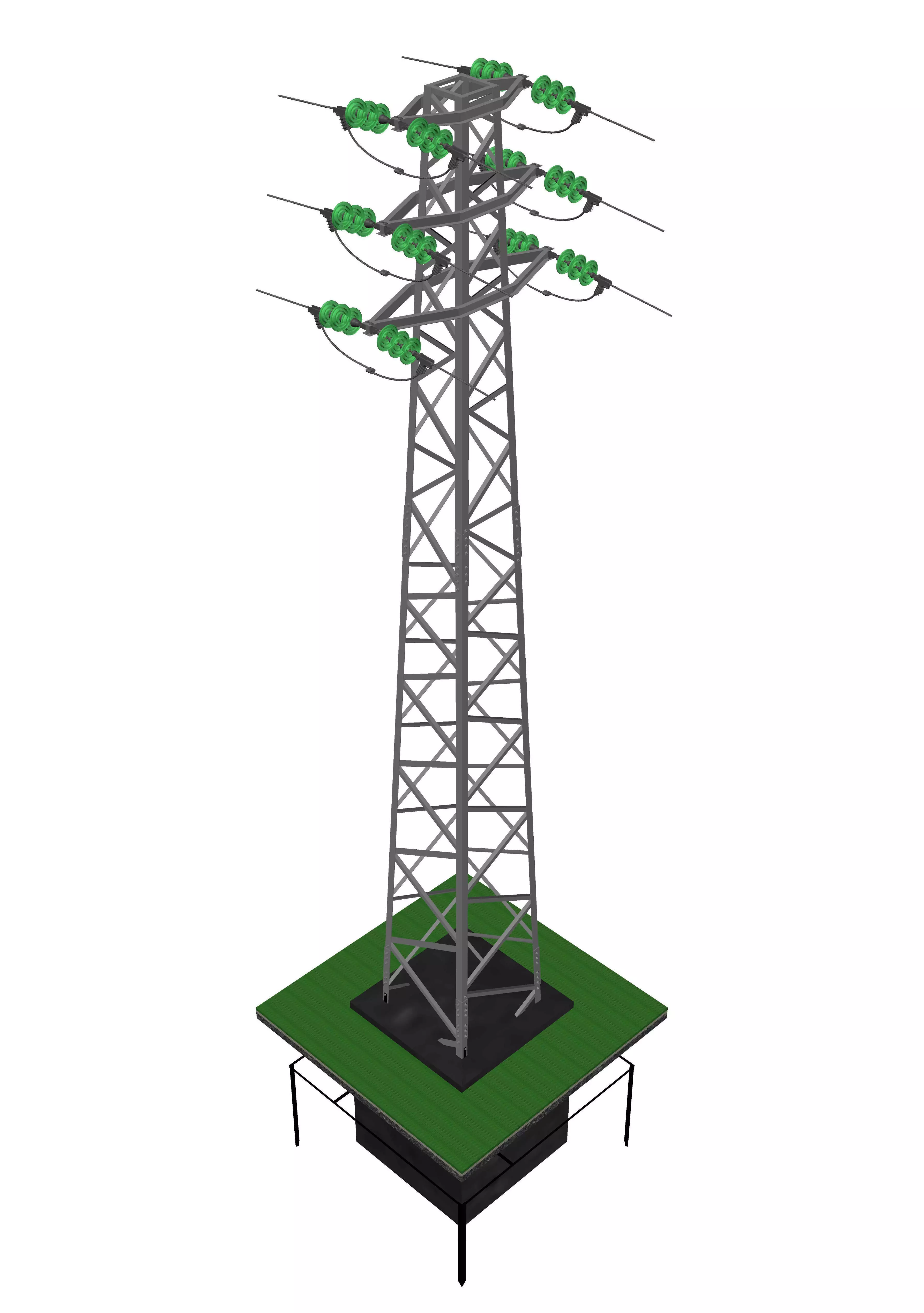 Voltage overhead power line tower 952 D average 900 mm Free 3D model