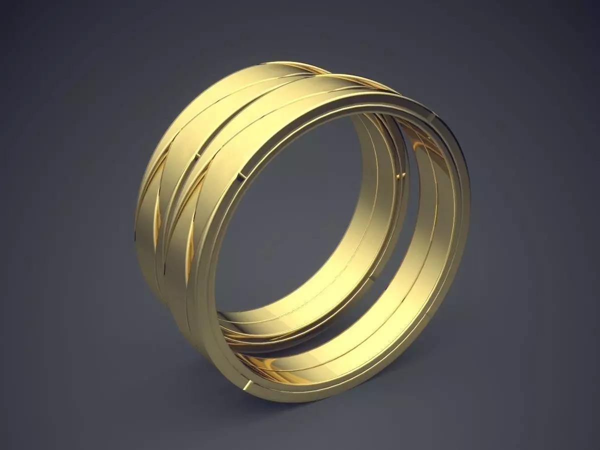 Simple Minimal Golden Wedding Rings With Braiding Design 3D print model