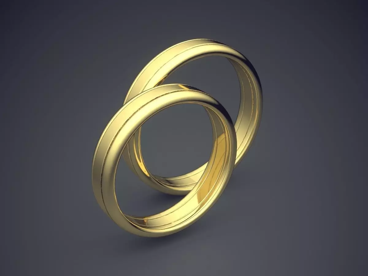 Classic Simple Golden Wedding Rings with Minimal Design 3D print model