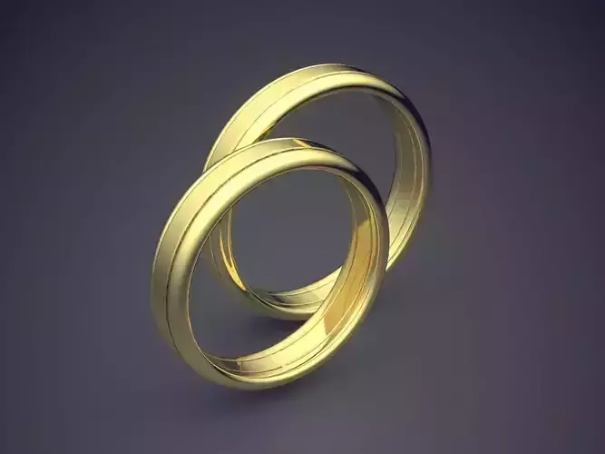 Classic Simple Golden Wedding Rings with Minimal Design