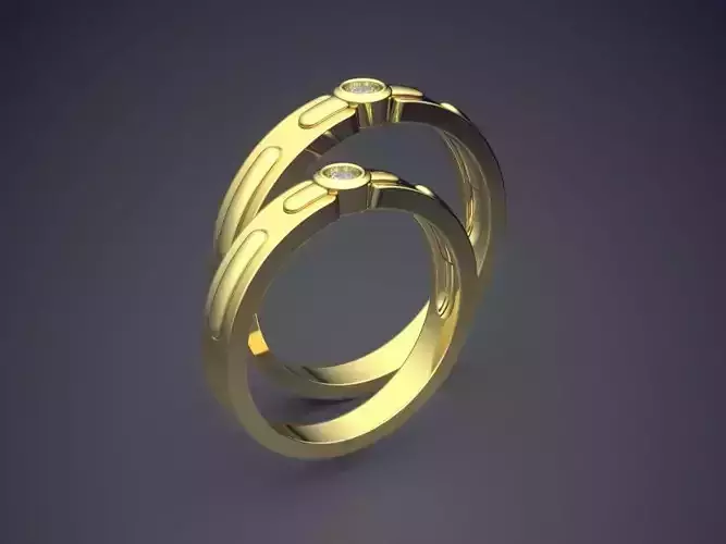 Classic Golden Engagement Ring With Diamonds