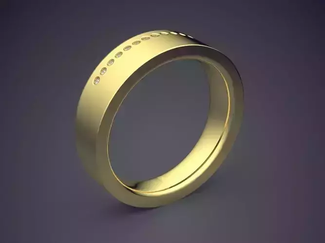 Beautiful Simply Designed Golden Engagement Ring with Diamonds