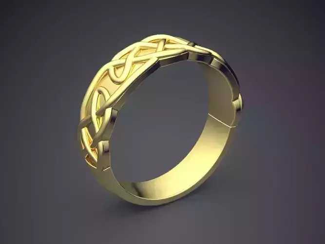 Simple Golden Ring With Unique Braiding Design  3D print model