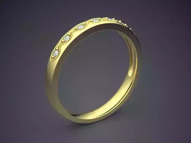 Classic Golden Engagement Ring With Ornament and Diamond Details