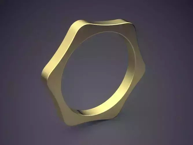 Unique Hexagon-Shaped Golden Ring