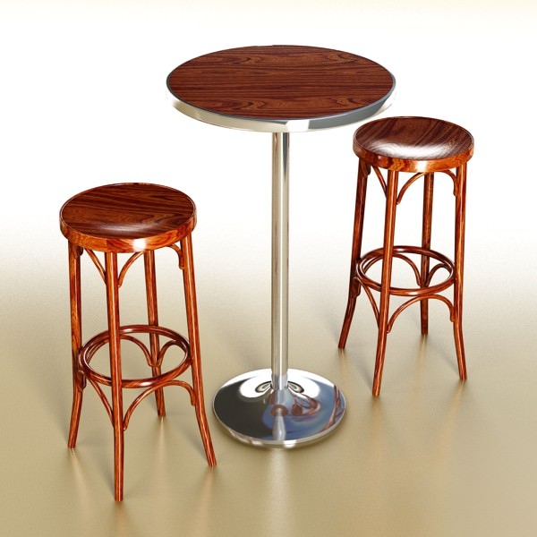 Bar Table and Stool 3D model_1