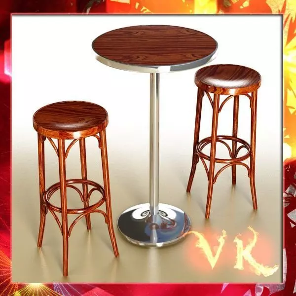 Bar Table and Stool 3D model_0