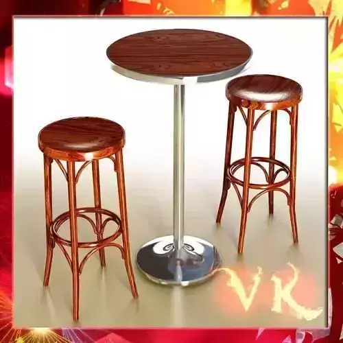 Bar Table and Stool 3D model