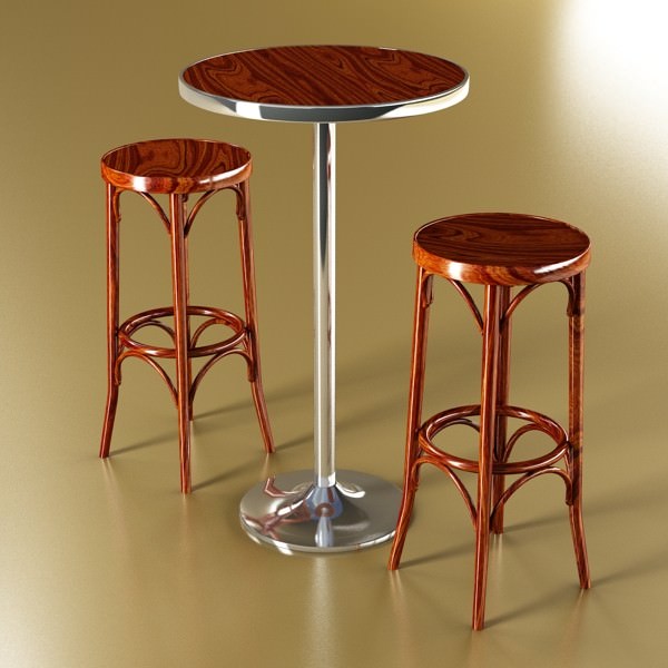 Bar Table and Stool 3D model_2