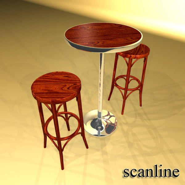 Bar Table and Stool 3D model_3